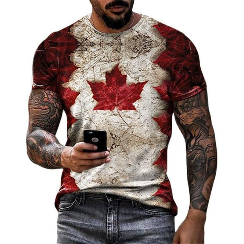 Retro Canada Flag T-shirt 3D P - Street Fashion Canada reseña y precio